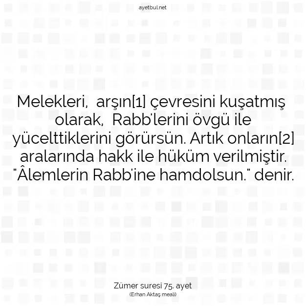 Ayetbul | Kuran Mealleri | Quran | Zümer suresi 75. ayet