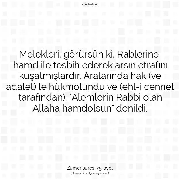 Ayetbul | Kuran Mealleri | Quran | Zümer suresi 75. ayet