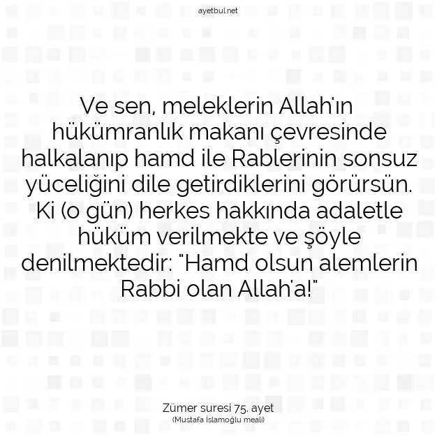 Ayetbul | Kuran Mealleri | Quran | Zümer suresi 75. ayet