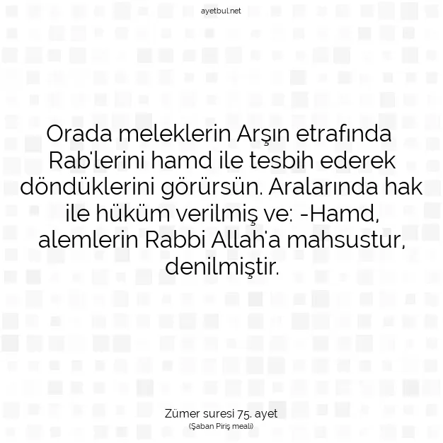 Ayetbul | Kuran Mealleri | Quran | Zümer suresi 75. ayet