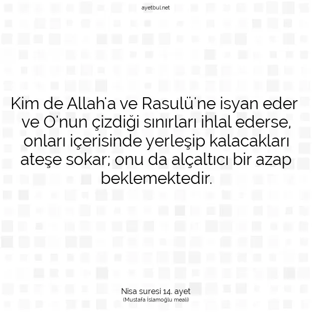 Ayetbul | Kuran Mealleri | Quran | Nisa suresi 14. ayet