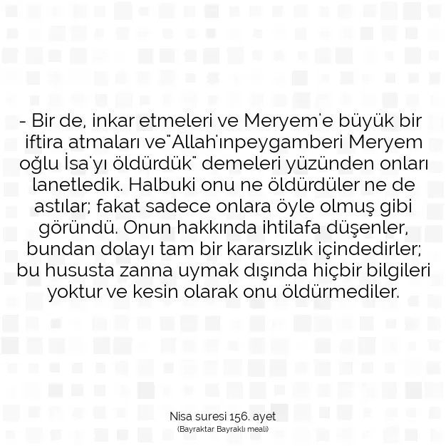 Ayetbul | Kuran Mealleri | Quran | Nisa suresi 156. ayet