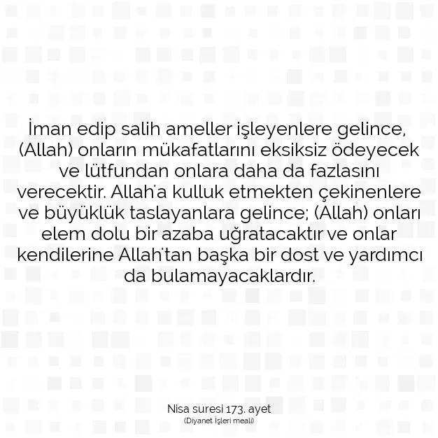 Ayetbul | Kuran Mealleri | Quran | Nisa suresi 173. ayet