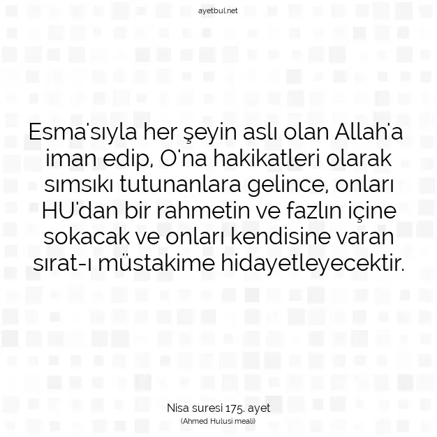 Ayetbul | Kuran Mealleri | Quran | Nisa suresi 175. ayet