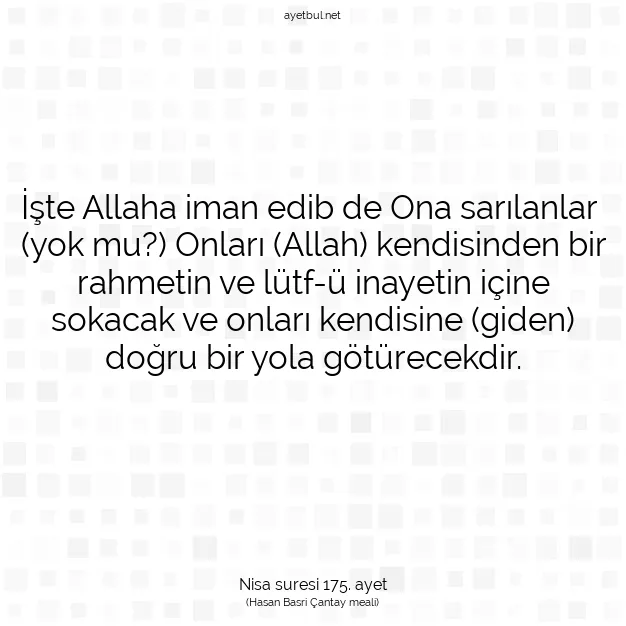 Ayetbul | Kuran Mealleri | Quran | Nisa suresi 175. ayet