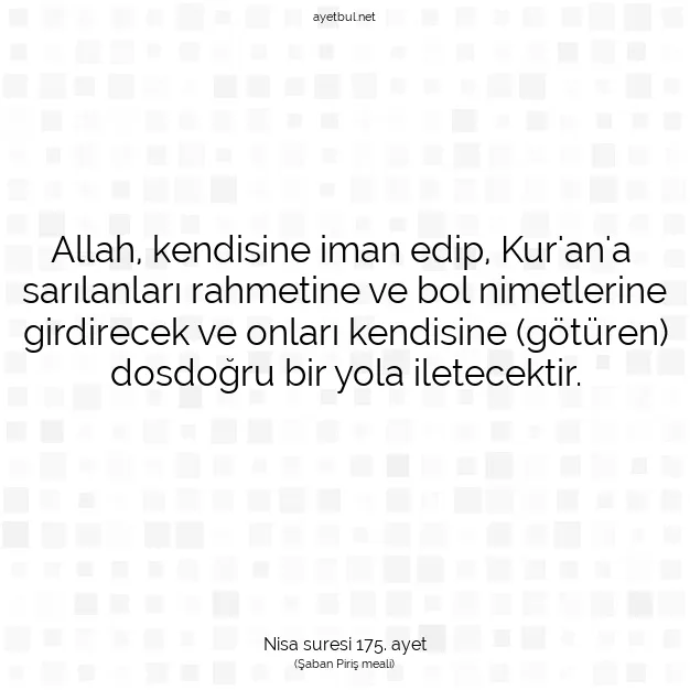 Ayetbul | Kuran Mealleri | Quran | Nisa suresi 175. ayet