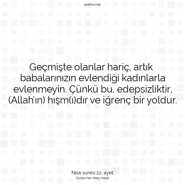 Ayetbul | Kuran Mealleri | Quran | Nisa suresi 22. ayet