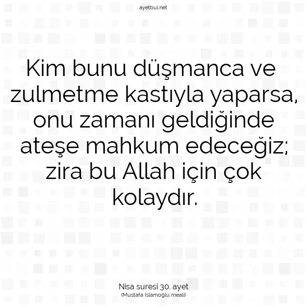 Ayetbul | Kuran Mealleri | Quran | Nisa suresi 30. ayet