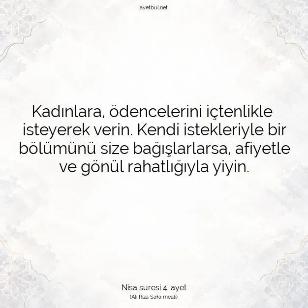 Ayetbul | Kuran Mealleri | Quran | Nisa suresi 4. ayet