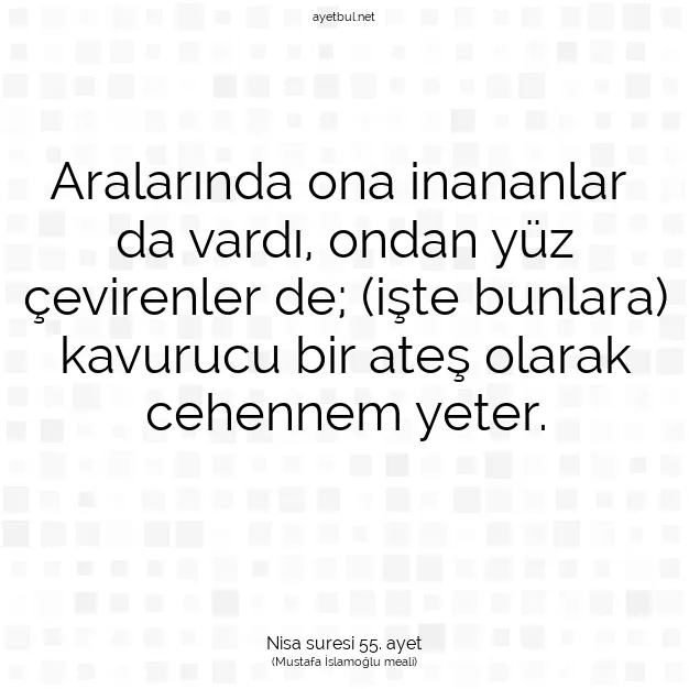 Ayetbul | Kuran Mealleri | Quran | Nisa suresi 55. ayet