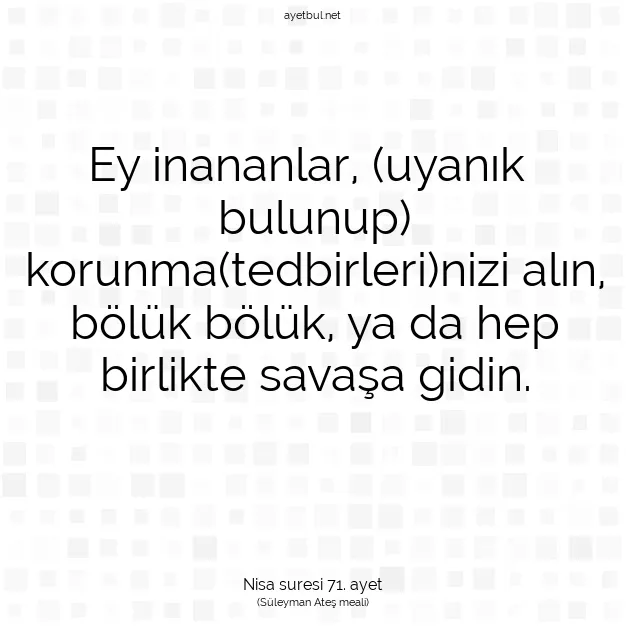 Ayetbul | Kuran Mealleri | Quran | Nisa suresi 71. ayet