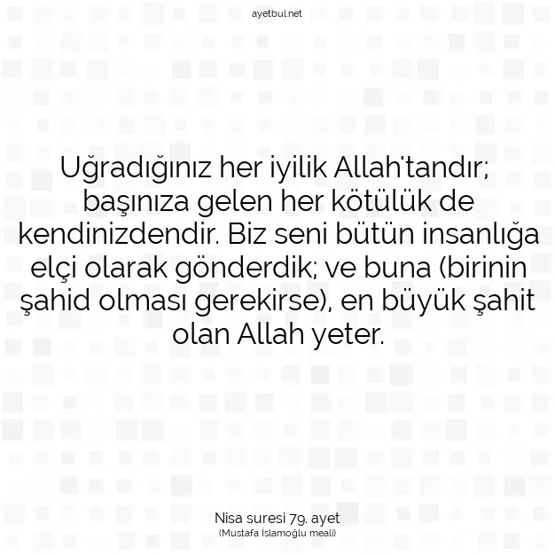 Ayetbul | Kuran Mealleri | Quran | Nisa suresi 79. ayet