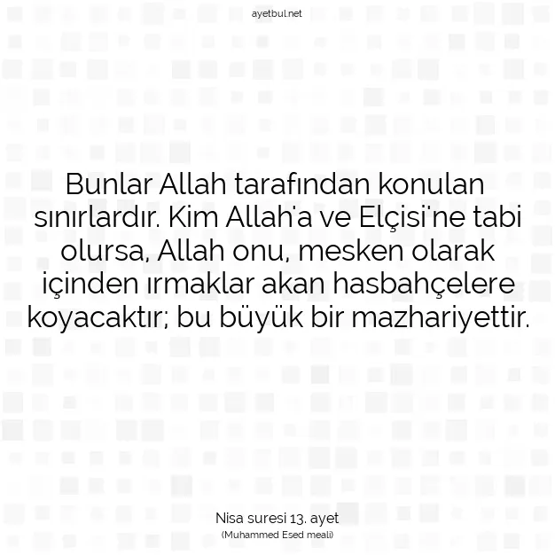 Ayetbul | Kuran Mealleri | Quran | Nisa suresi 13. ayet
