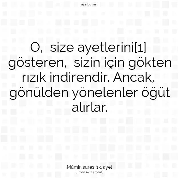 Ayetbul | Kuran Mealleri | Quran | Mümin suresi 13. ayet