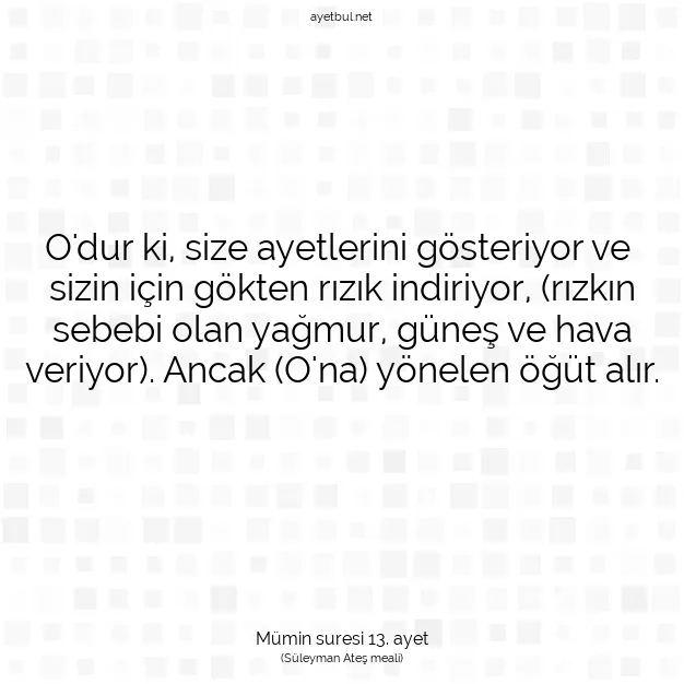 Ayetbul | Kuran Mealleri | Quran | Mümin suresi 13. ayet