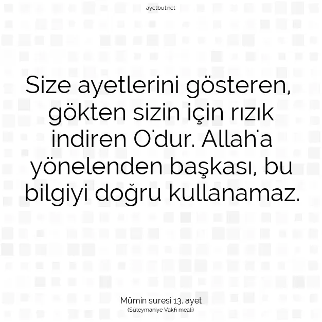 Ayetbul | Kuran Mealleri | Quran | Mümin suresi 13. ayet