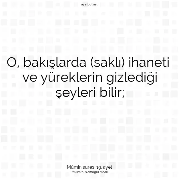 Ayetbul | Kuran Mealleri | Quran | Mümin suresi 19. ayet