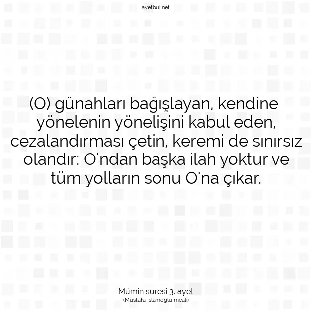 Ayetbul | Kuran Mealleri | Quran | Mümin suresi 3. ayet