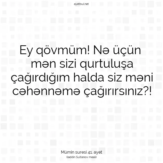 Ayetbul | Kuran Mealleri | Quran | Mümin suresi 41. ayet