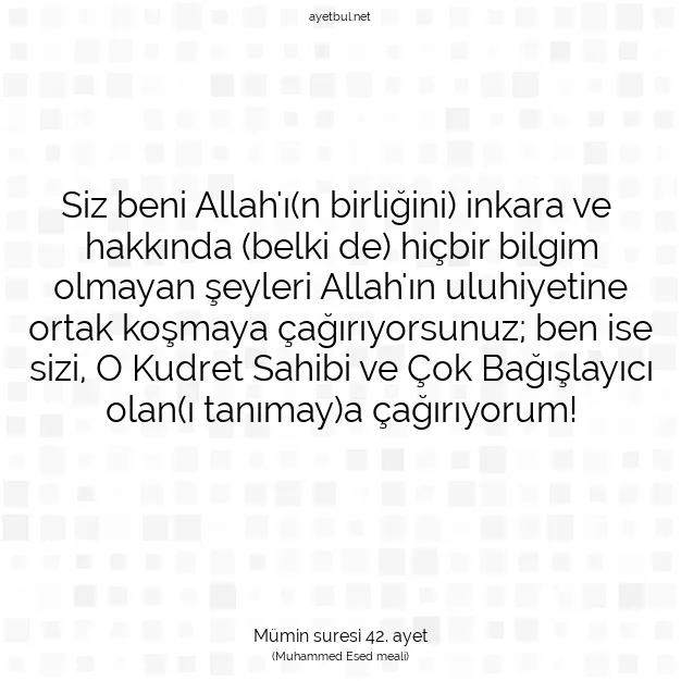 Ayetbul | Kuran Mealleri | Quran | Mümin suresi 42. ayet