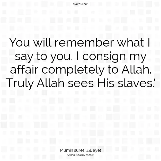 Ayetbul | Kuran Mealleri | Quran | Mümin suresi 44. ayet