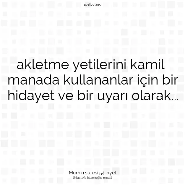 Ayetbul | Kuran Mealleri | Quran | Mümin suresi 54. ayet