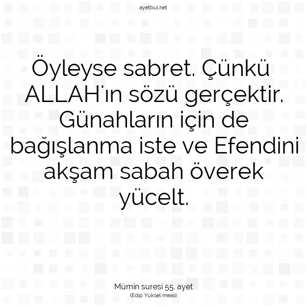 Ayetbul | Kuran Mealleri | Quran | Mümin suresi 55. ayet