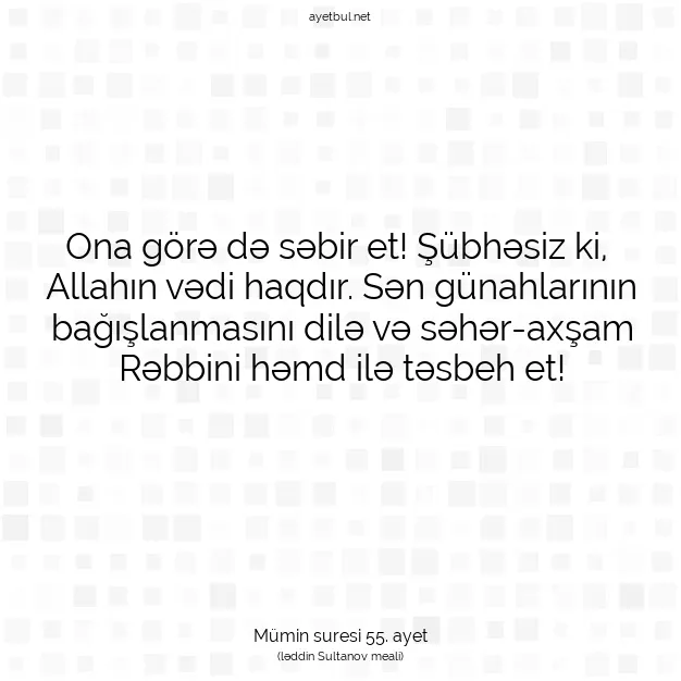 Ayetbul | Kuran Mealleri | Quran | Mümin suresi 55. ayet