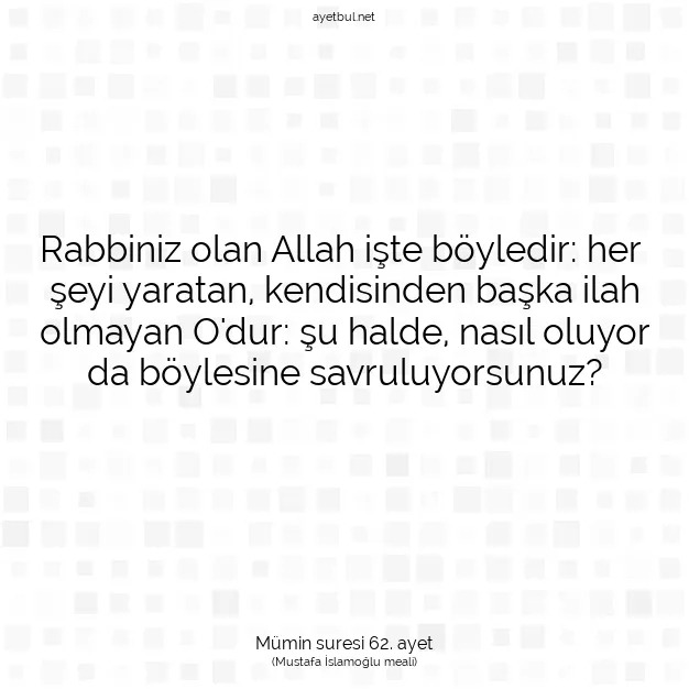 Ayetbul | Kuran Mealleri | Quran | Mümin suresi 62. ayet