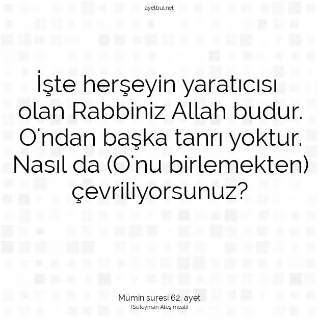 Ayetbul | Kuran Mealleri | Quran | Mümin suresi 62. ayet