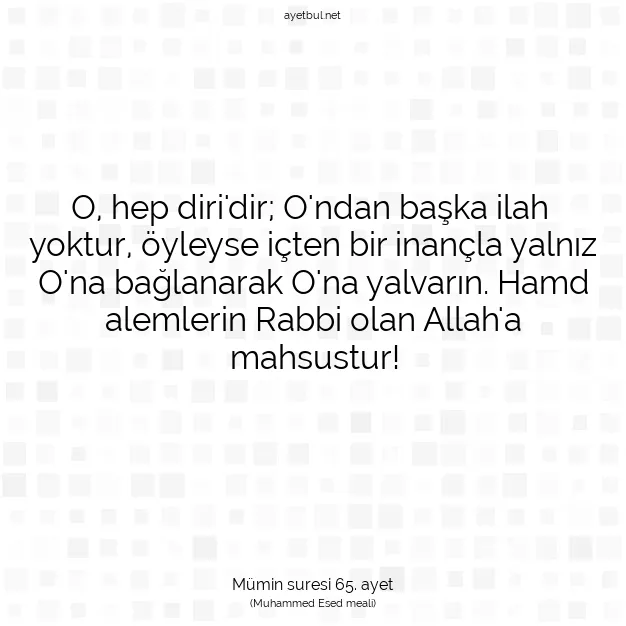 Ayetbul | Kuran Mealleri | Quran | Mümin suresi 65. ayet