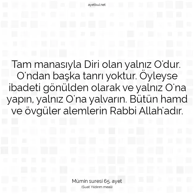 Ayetbul | Kuran Mealleri | Quran | Mümin suresi 65. ayet