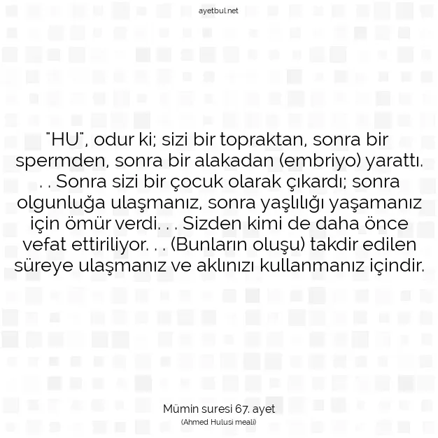 Ayetbul | Kuran Mealleri | Quran | Mümin suresi 67. ayet