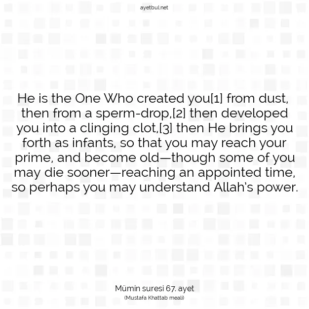 Ayetbul | Kuran Mealleri | Quran | Mümin suresi 67. ayet