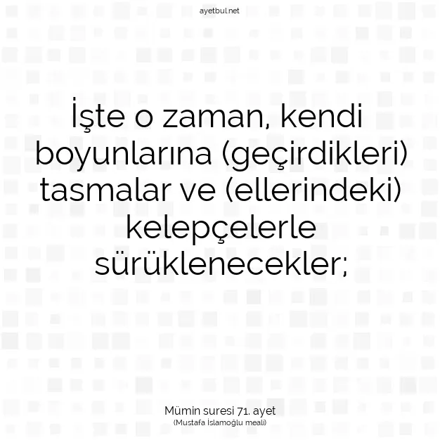 Ayetbul | Kuran Mealleri | Quran | Mümin suresi 71. ayet