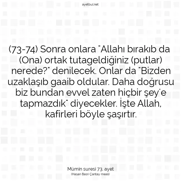 Ayetbul | Kuran Mealleri | Quran | Mümin suresi 73. ayet