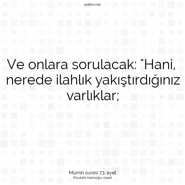 Ayetbul | Kuran Mealleri | Quran | Mümin suresi 73. ayet