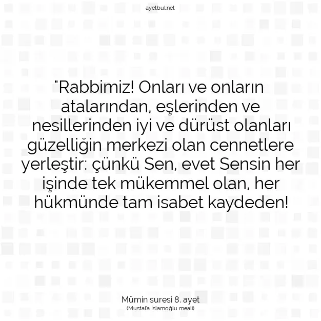 Ayetbul | Kuran Mealleri | Quran | Mümin suresi 8. ayet