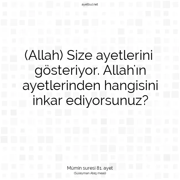 Ayetbul | Kuran Mealleri | Quran | Mümin suresi 81. ayet