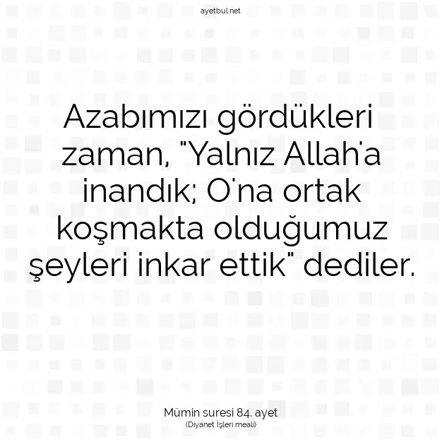 Ayetbul | Kuran Mealleri | Quran | Mümin suresi 84. ayet