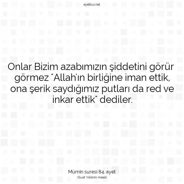 Ayetbul | Kuran Mealleri | Quran | Mümin suresi 84. ayet