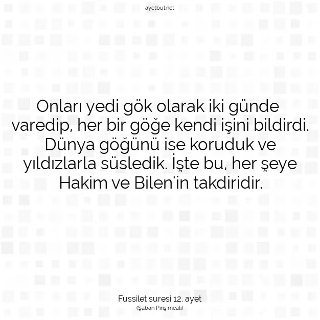 Ayetbul | Kuran Mealleri | Quran | Fussilet suresi 12. ayet