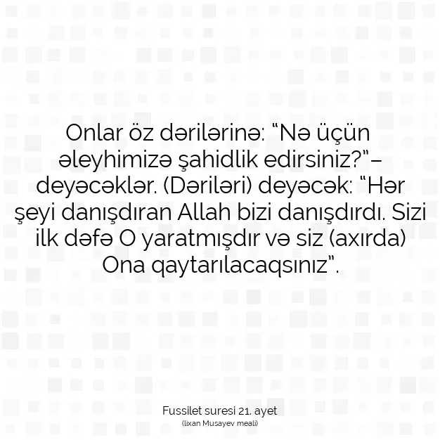 Ayetbul | Kuran Mealleri | Quran | Fussilet suresi 21. ayet