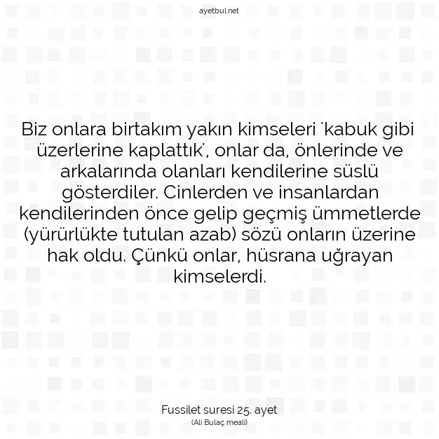 Ayetbul | Kuran Mealleri | Quran | Fussilet suresi 25. ayet