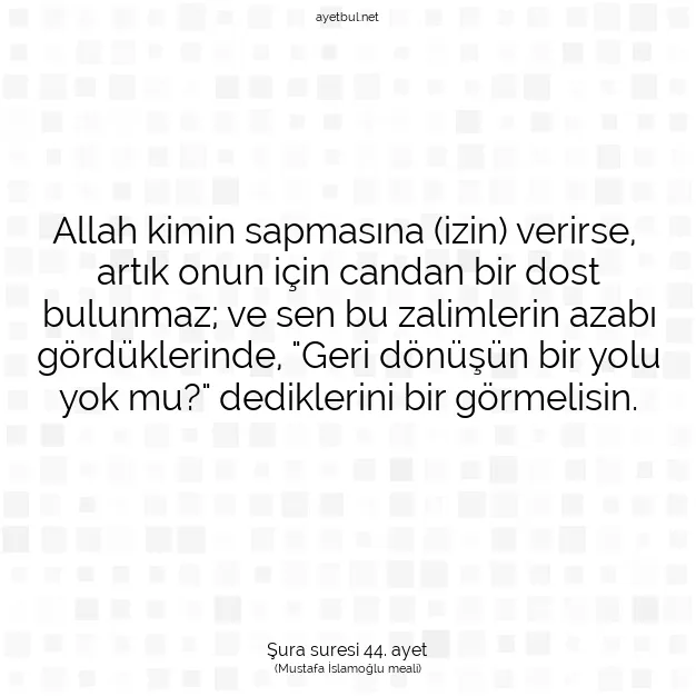 Ayetbul | Kuran Mealleri | Quran | Şura suresi 44. ayet