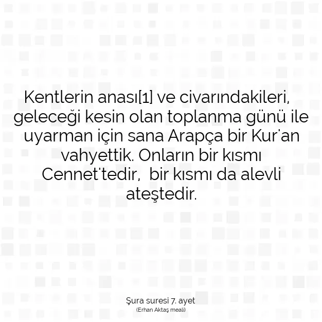 Ayetbul | Kuran Mealleri | Quran | Şura suresi 7. ayet