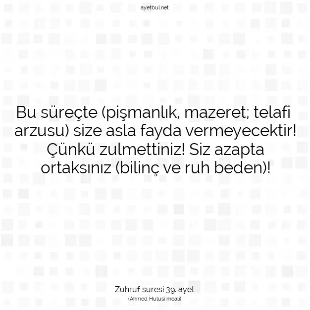 Ayetbul | Kuran Mealleri | Quran | Zuhruf suresi 39. ayet