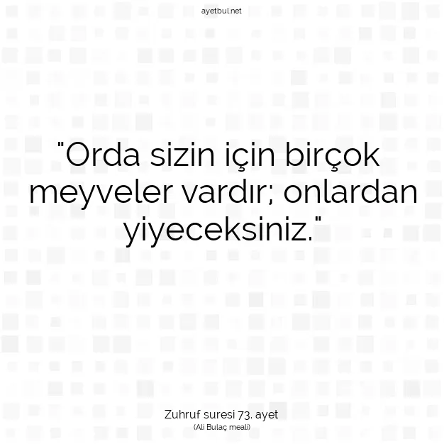 Ayetbul | Kuran Mealleri | Quran | Zuhruf suresi 73. ayet