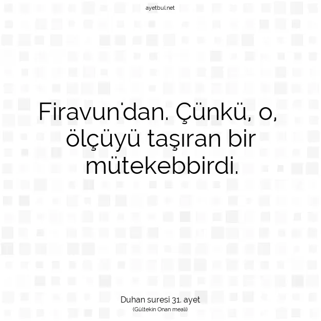 Ayetbul | Kuran Mealleri | Quran | Duhan suresi 31. ayet
