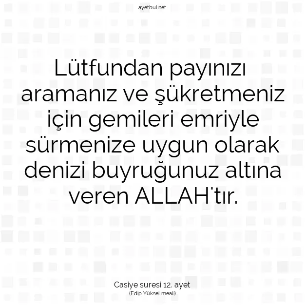 Ayetbul | Kuran Mealleri | Quran | Casiye suresi 12. ayet